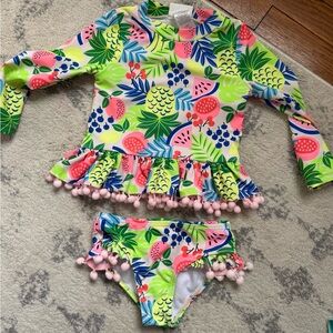 Nicole Miller Kids Swim Rashguard Set - Pink, Green, Blue